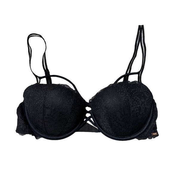 PINK VS Lace Date Night Push Up Bra in Black Lace Women’s 34C - Picture 2 of 9